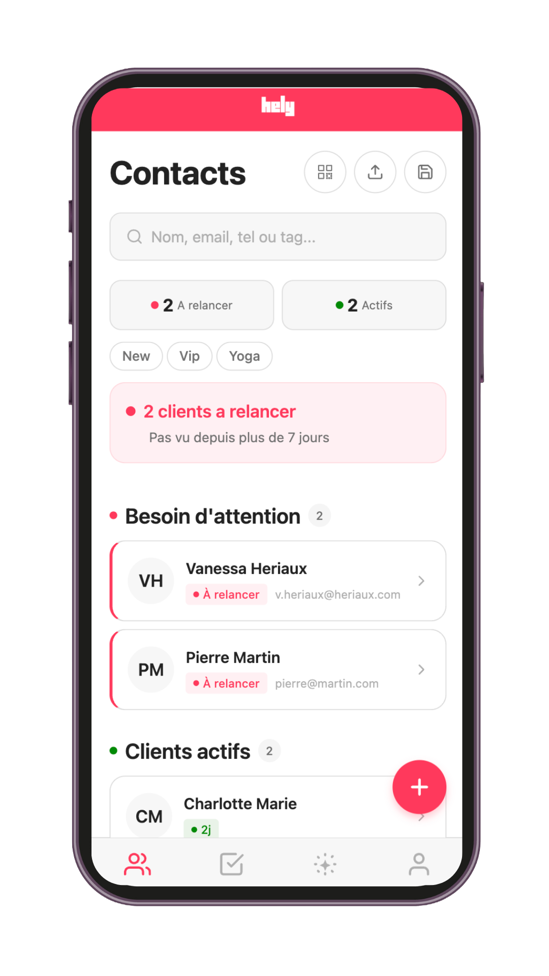 Liste des clients Hely